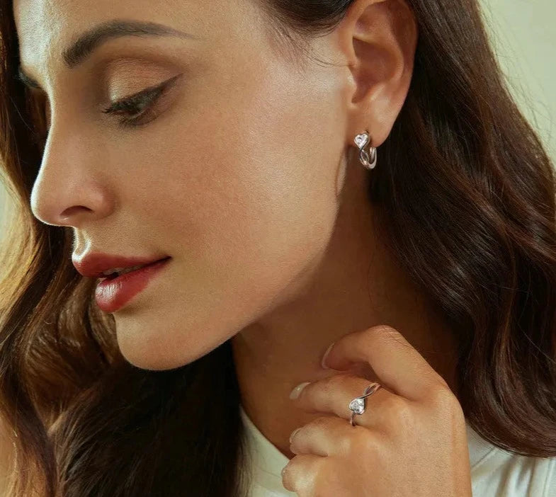 White Gold Plated Infinite Love Hoop Earrings