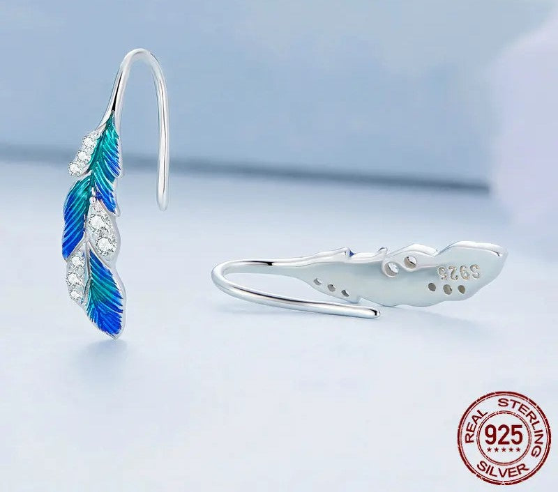 925 Sterling Silver Blue Earrings - TEA LU SHOP