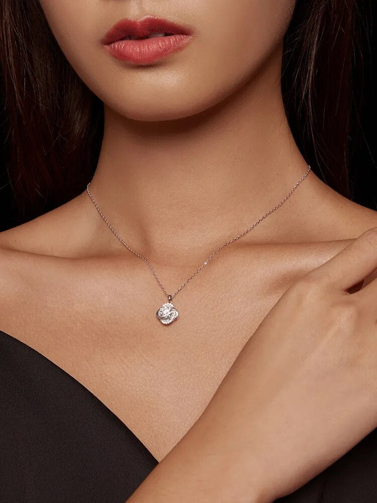 925 Sterling Silver Moissanite Necklace - TEA LU SHOP