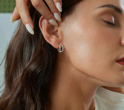 925 Sterling Silver Small Hypoallergenic CZ Hoop Earrings - Shine Bright Store