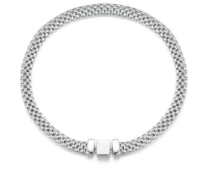 925 Sterling Silver Classic Square Buckle Bracelet - TEA LU SHOP