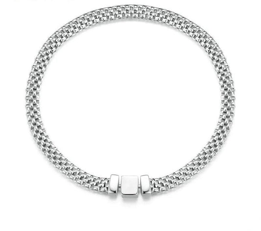 925 Sterling Silver Classic Square Buckle Bracelet - TEA LU SHOP