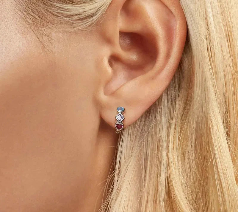 925 Sterling Silver Colorful Zircon Ear Buckles