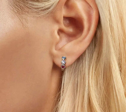 925 Sterling Silver Colorful Zircon Ear Buckles