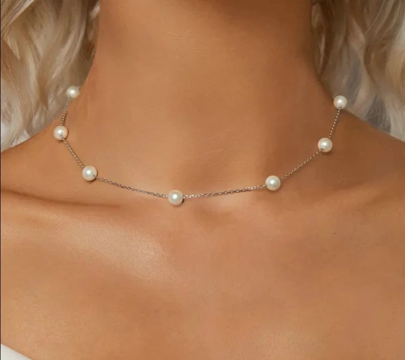 925 Sterling Silver Dainty Shell Pearl Necklace