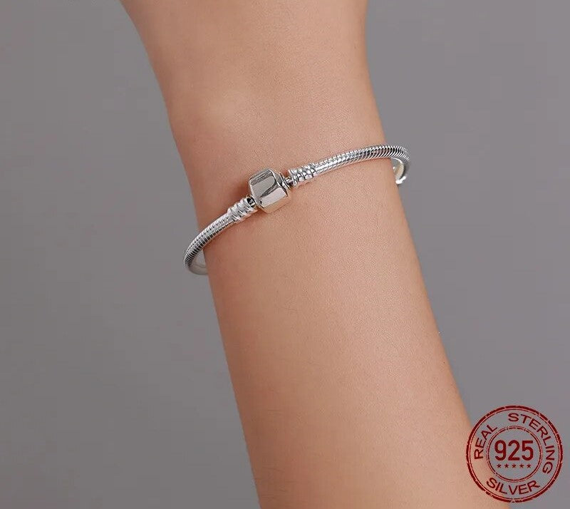 925 Sterling Silver Classic Snake Bracelet - TEA LU SHOP