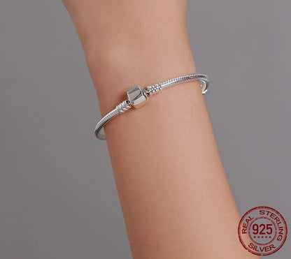 925 Sterling Silver Classic Snake Bracelet - TEA LU SHOP