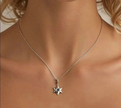 925 Sterling Silver Star of David Evil Eye Necklace