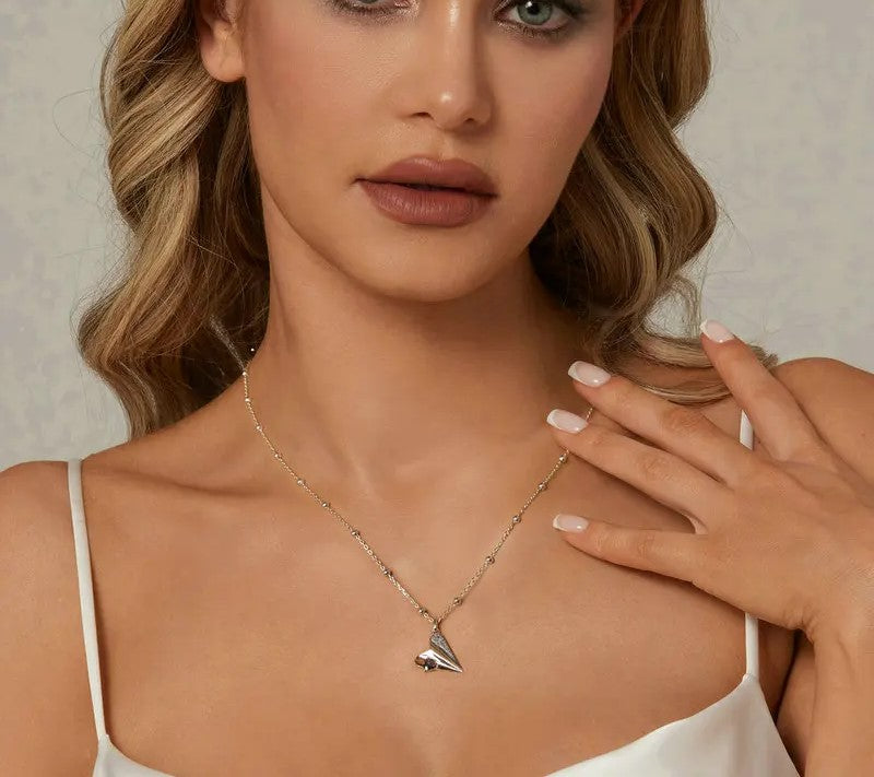 925 Sterling Silver Heart Origami Necklace - TEA LU SHOP