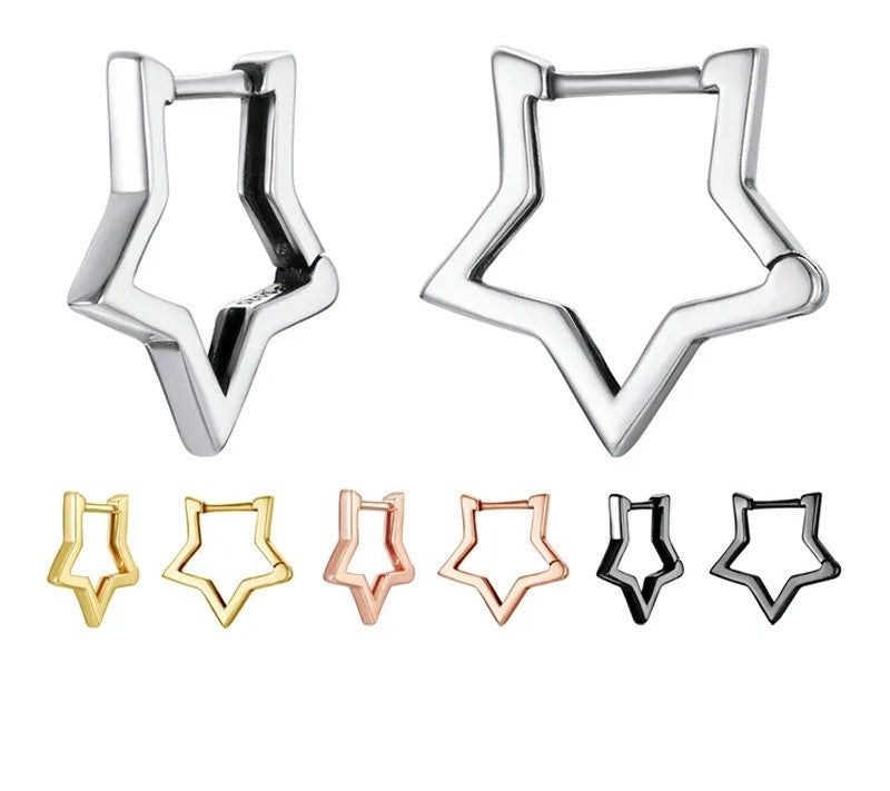 925 Sterling Silver Star Shape Earrings - TEA LU SHOP