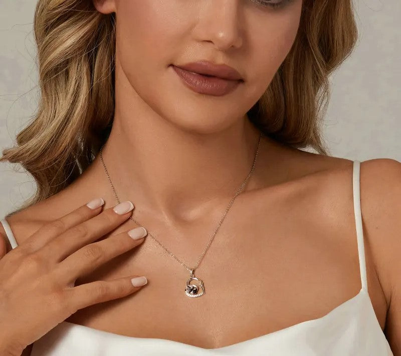 925 Sterling Silver Heart Shape Cute Panda Necklace - TEA LU SHOP