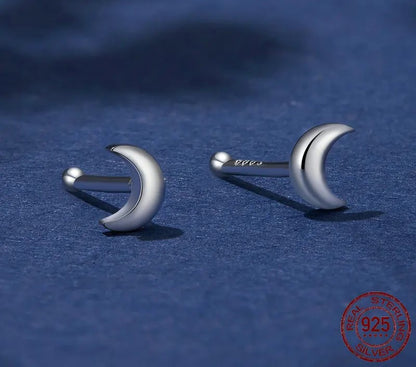 925 Sterling Silver Mini Heart, Star, Moon Stud Earrings - TEA LU SHOP