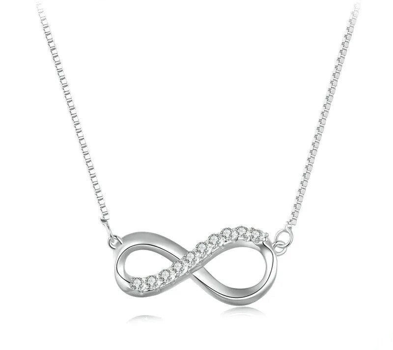 925 Sterling Silver Moissanite Infinite Love Necklace - TEA LU SHOP