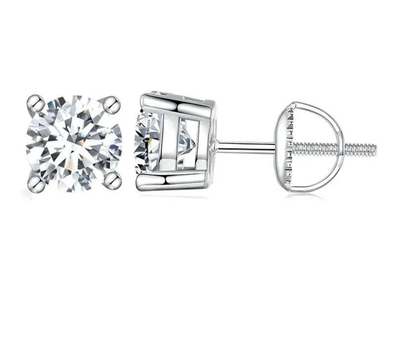 925 Sterling Silver Stud Diamond Earrings - TEA LU SHOP