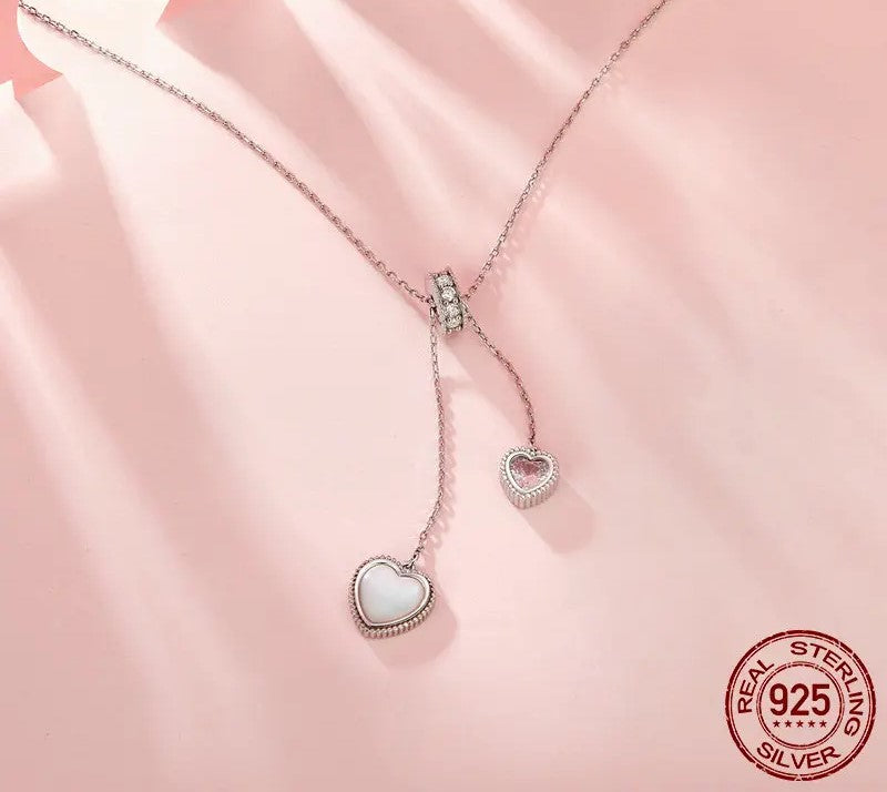 925 Sterling Silver Double Love Heart Pendant Necklace - Shine Bright Store
