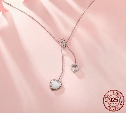925 Sterling Silver Double Love Heart Pendant Necklace - Shine Bright Store