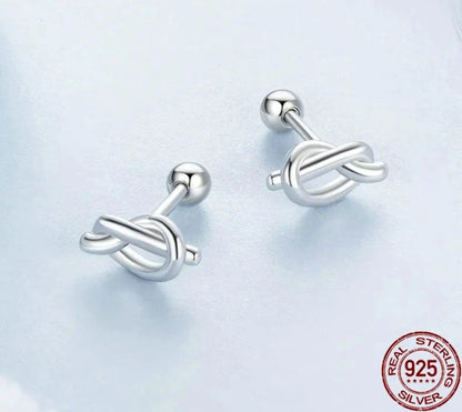 925 Sterling Silver Simple Knot Stud Earrings