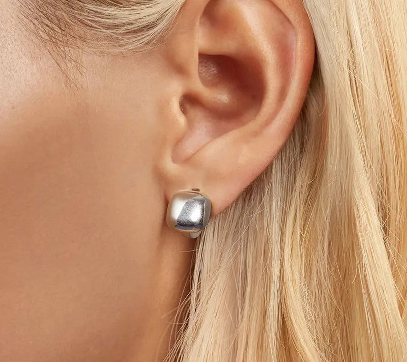 925 Sterling Silver Chunky Square Hoop Earrings - TEA LU SHOP