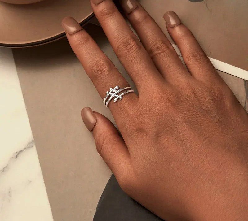 925 Sterling Silver Multi-layer Lucky Leaves Statement Ring - Shine Bright Store