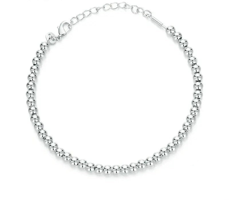 925 Sterling Silver Bead Bracelet - TEA LU SHOP