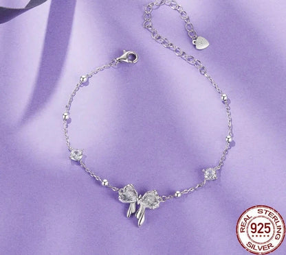 925 Sterling Silver Dazzling Bowknot Bracelet