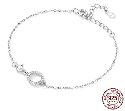 925 Sterling Silver Simple Ring Bracelet - TEA LU SHOP
