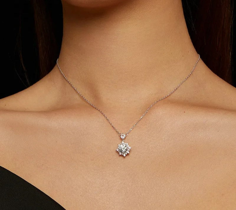 925 Sterling Silver Moissanite Necklace - TEA LU SHOP