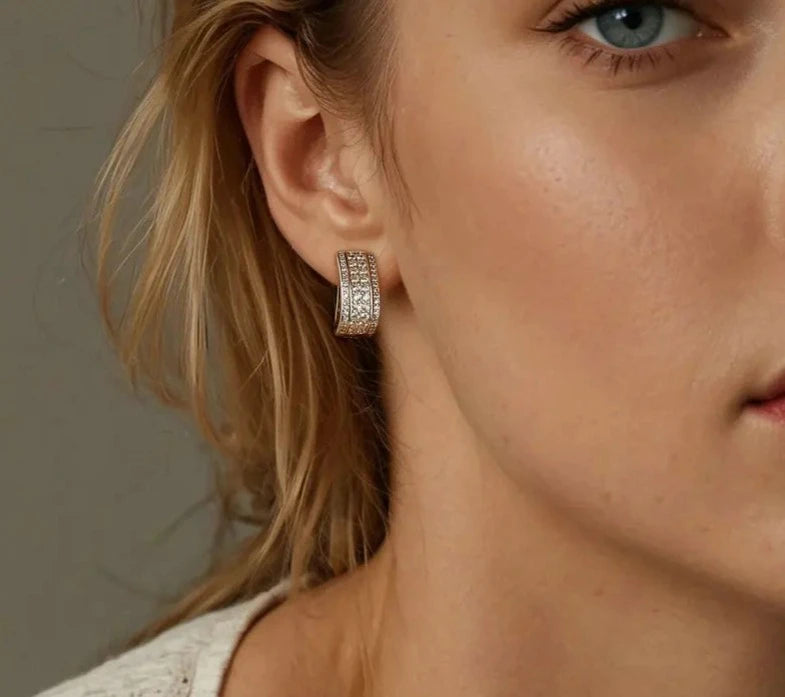 Sparkling Cube Hoop Earrings