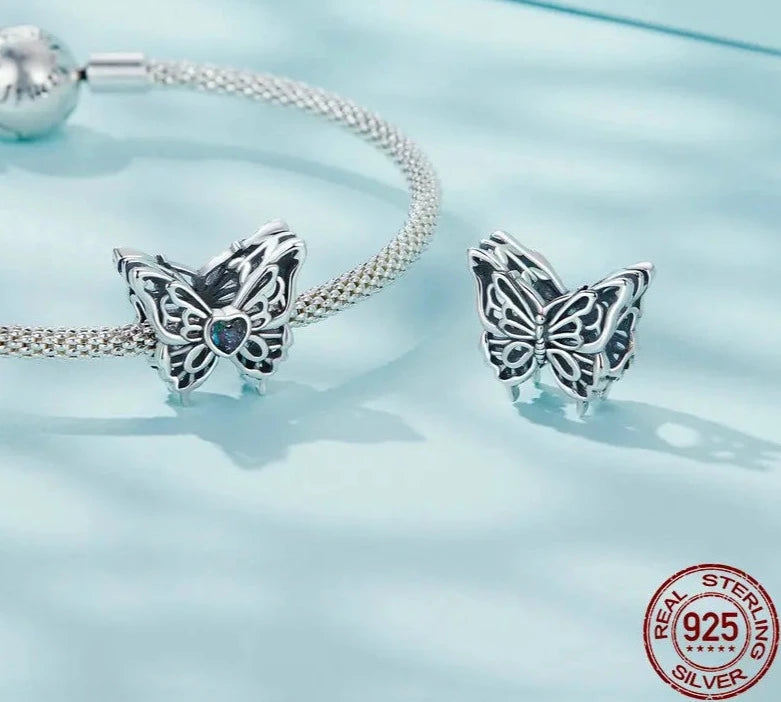 925 Sterling Butterfly Hollow Dangle Charms