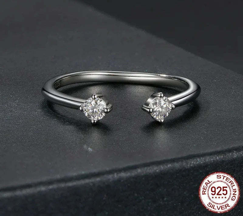925 sterling silver Moissanite Adjustable Ring