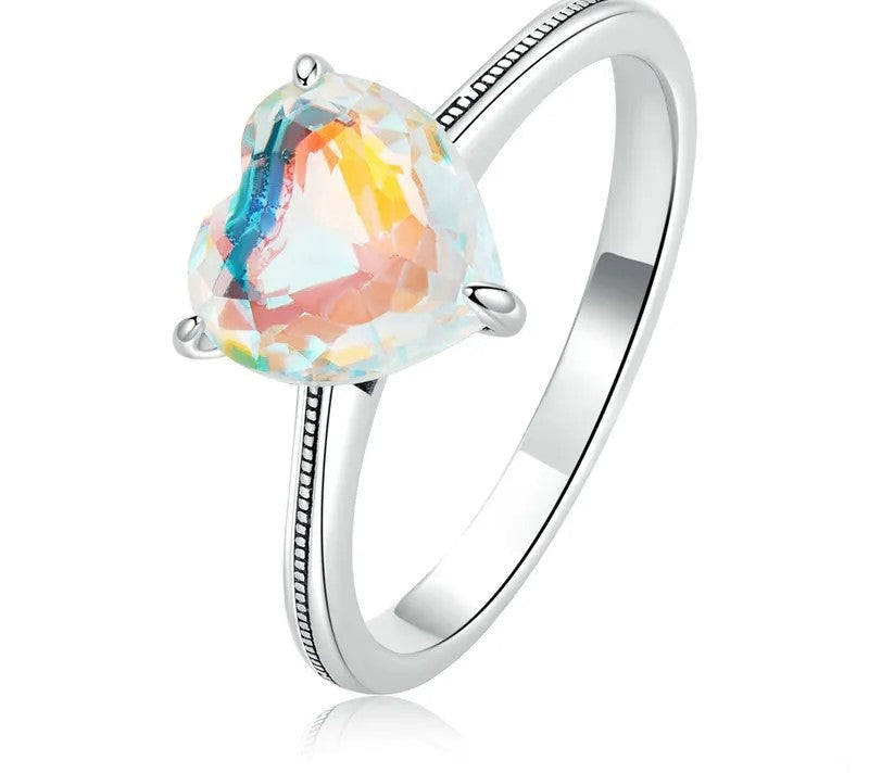 925 Sterling Silver Sparkling Heart Ring - TEA LU SHOP
