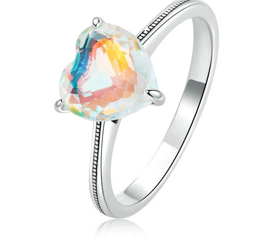 925 Sterling Silver Sparkling Heart Ring - TEA LU SHOP