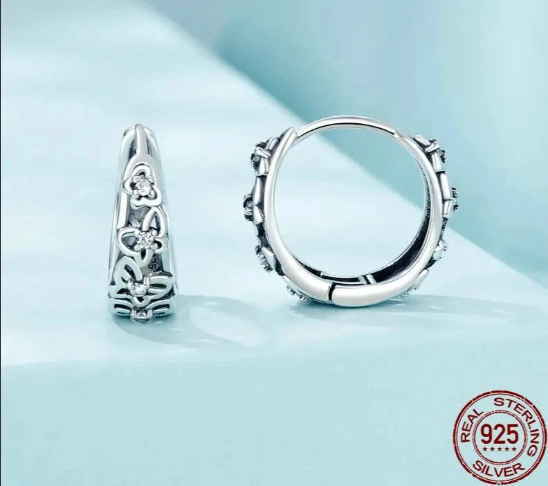 925 Sterling Silver Hollowed Butterfly Hoop Earrings