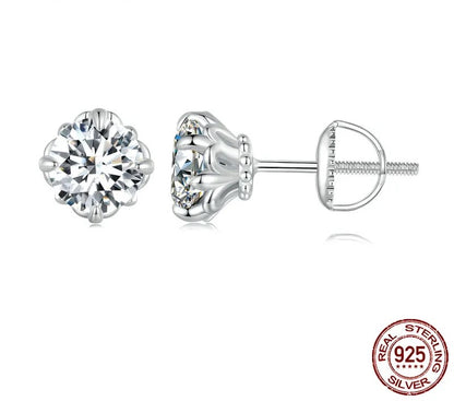 925 Sterling Silver Moissanite Stud Earrings - TEA LU SHOP