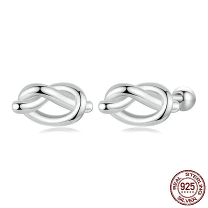 925 Sterling Silver Simple Knot Stud Earrings
