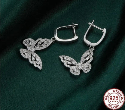 CZ Butterfly Hoop Earrings