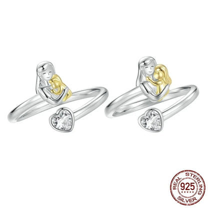 White Gold Plated Mother's Day Adjustable Ring
