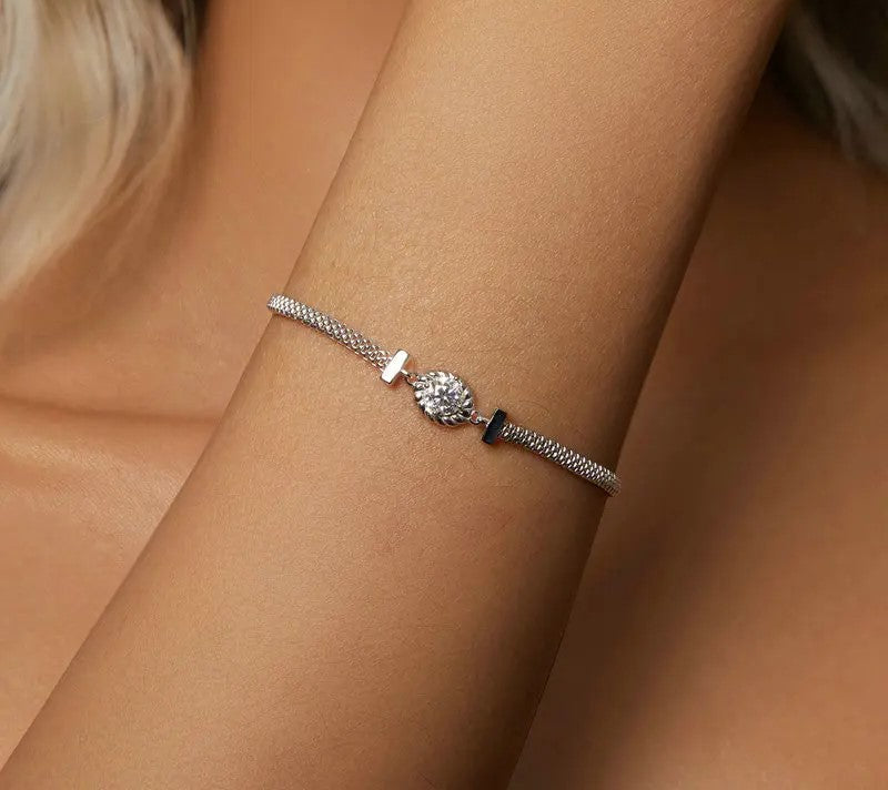 925 Sterling Silver Chic Retro Braided Moissanite Bracelet - Shine Bright Store