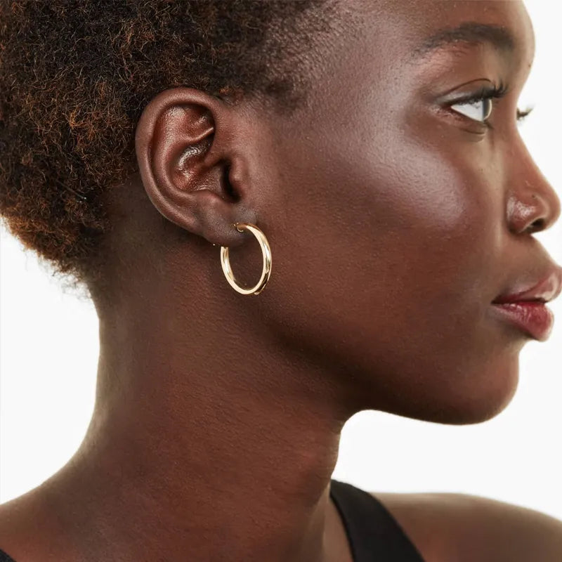 925 Sterling Silver Classic Hypoallergenic Hoop Earrings - TEA LU SHOP