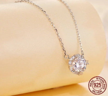 925 Sterling Silver Moissanite Necklace - TEA LU SHOP