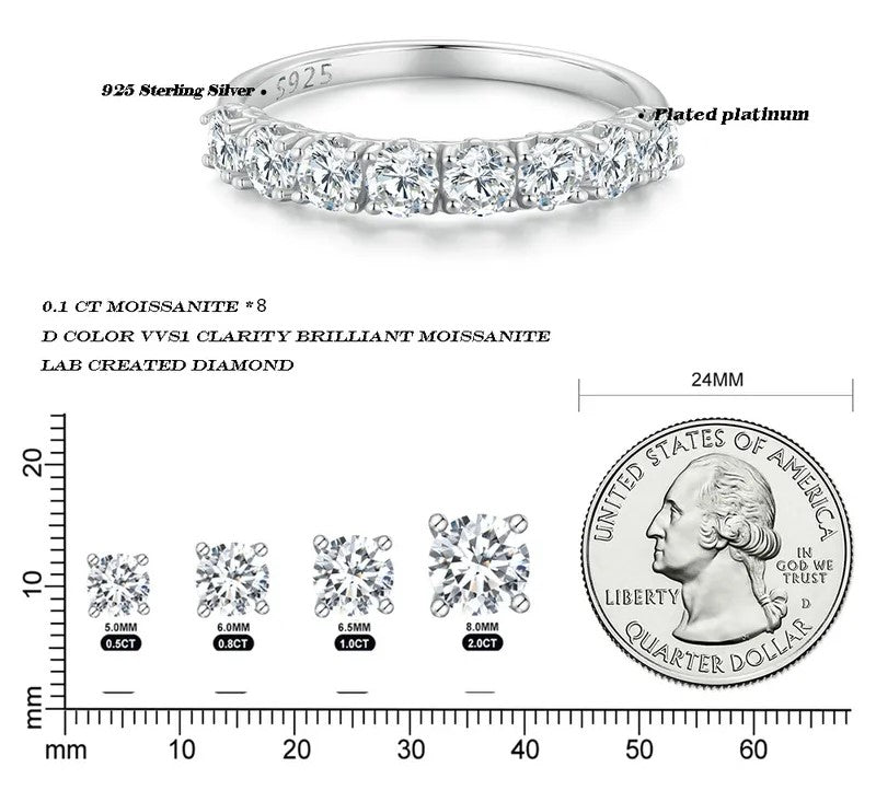 925 Sterling Silver Moissanite Ring - TEA LU SHOP