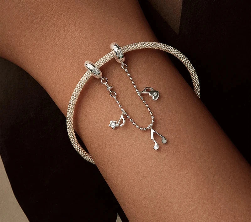 925 Sterling Silver Musical Note Safety Chain
