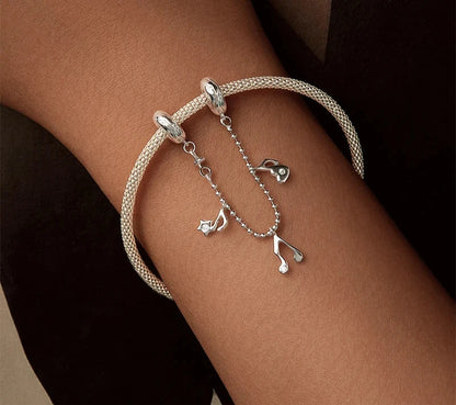 925 Sterling Silver Musical Note Safety Chain