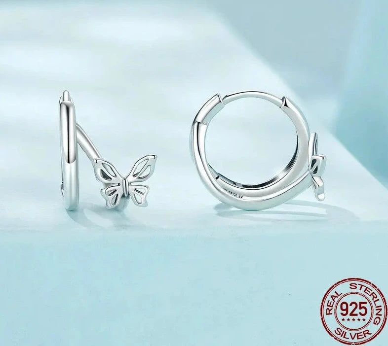 Dainty Butterfly Hoop Earrings