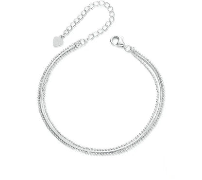 925 Sterling Silver Triple-Layered Adjustable Chain Bracelet - Shine Bright Store