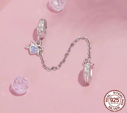 925 Sterling Silver Bow Safety Chain