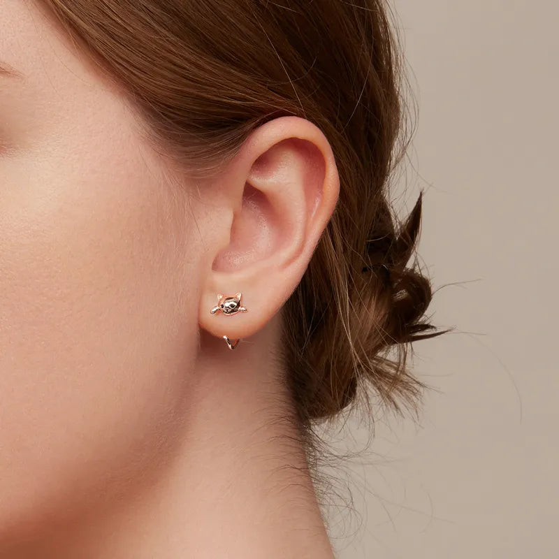 925 Sterling Silver Minimalist Cute Cat Stud Earrings - TEA LU SHOP