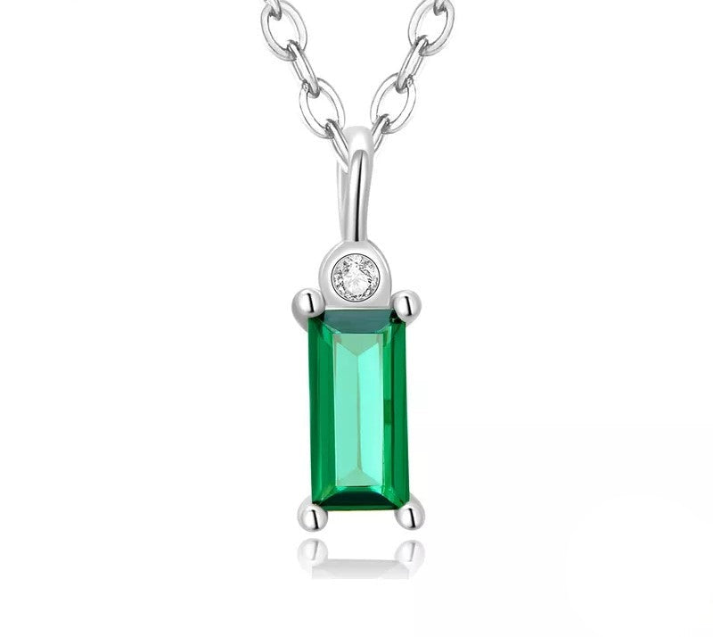 925 Sterling Silver Green Zircon Necklace - TEA LU SHOP