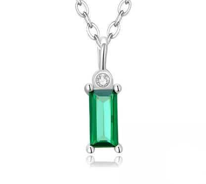 925 Sterling Silver Green Zircon Necklace - TEA LU SHOP