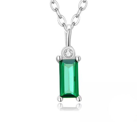925 Sterling Silver Green Zircon Necklace - TEA LU SHOP